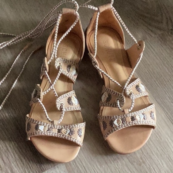 Schutz Beige Strappy Sandals with Rope Detail - Picture 3 of 9